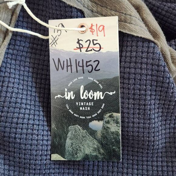 In Loom Charcoal Gray Colorblock Oversized Waffle Knit Henley Top NWT Size Small - Picture 9 of 11